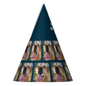 Dogs Foto Happy Birthday Navy Blue op maat Feesthoedjes (Links)