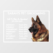 Dogs German Shepherd Pet Grooming Hours Business Raamsticker (Vel)