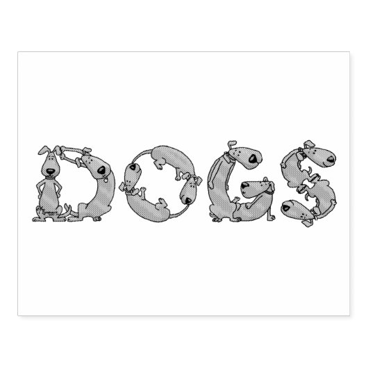 DOGS gespeld in Cute Funny Dog Letters Rubberstempel (Afrduk)