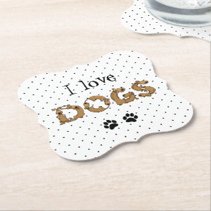 DOGS gespeld in Funny Cute Dog Letters Kartonnen Onderzetters