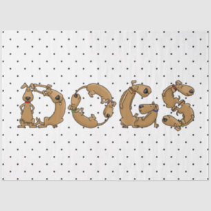 DOGS gespeld in Funny Cute Dog Letters Tissuepapier