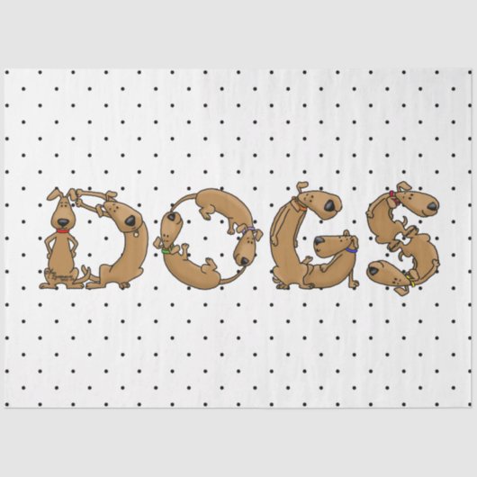 DOGS gespeld in Funny Cute Dog Letters Tissuepapier (Voorkant)