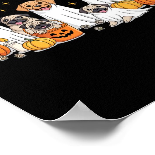 Dogs Ghosts Schattigee Dogs Verkleed als Ghost Fun Poster (Hoek)