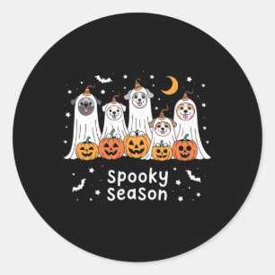 Dogs Ghosts Schattigee Dogs Verkleed als Ghost Fun Ronde Sticker
