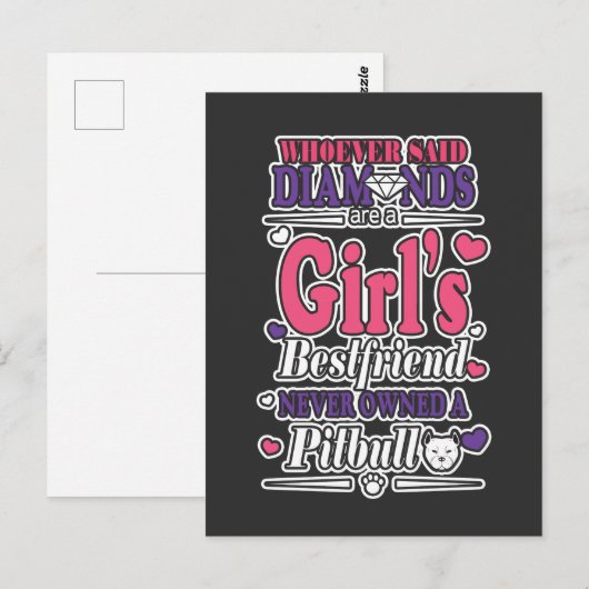 Dogs Gift Best Friend Diamond Pit bull Briefkaart (Voorkant / Achterkant)
