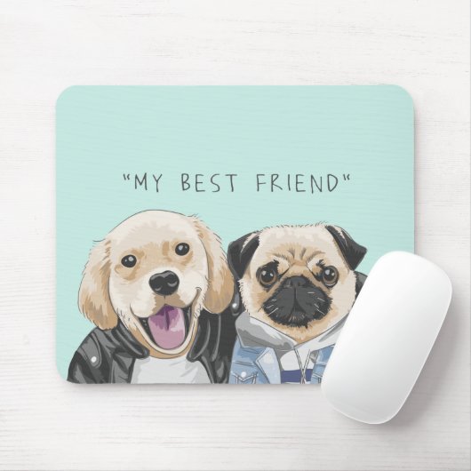 Dogs Golden Retriever & Pug Best Friends Muismat (Met muis)
