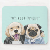 Dogs Golden Retriever & Pug Best Friends Muismat (Voorkant)
