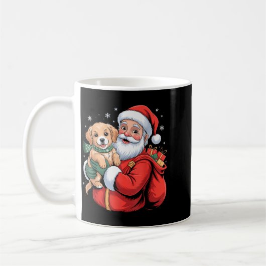 Dogs Golden Retriever Puppy Santa Christmas Funny  Koffiemok (Links)