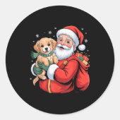 Dogs Golden Retriever Puppy Santa Christmas Funny  Ronde Sticker (Voorkant)