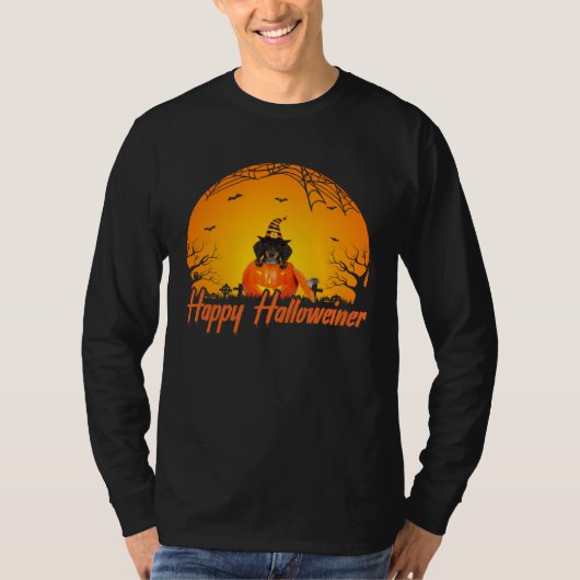 Dogs  Happy Halloweiner Dachshund Halloween T-shirt (Voorkant)