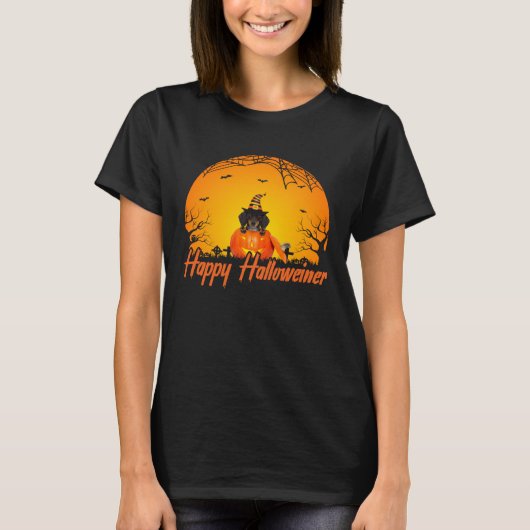 Dogs  Happy Halloweiner Dachshund Halloween T-shirt (Voorkant)
