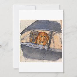 Dogs in a Car Greeting Card Kaart