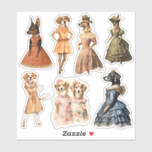 Dogs in Antiek Kleding Junk Journal Kit Sticker