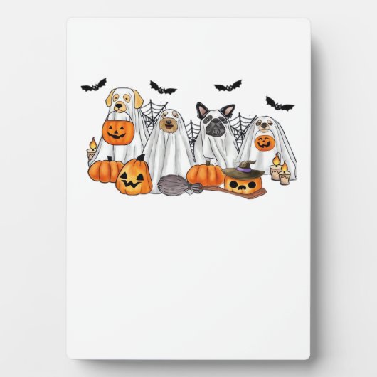 Dogs in Ghost Costumes Halloween Classic T-Shirt Fotoplaat (voorkant)