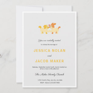 Dogs in Love Wedding Invitation Kaart