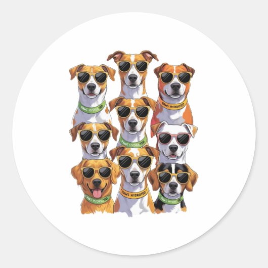 Dogs in sunglasses Paws Hydrated Ronde Sticker (Voorkant)