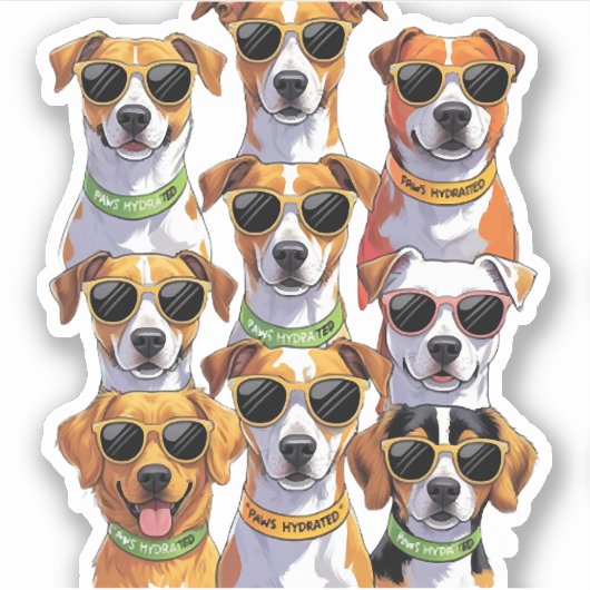 Dogs in sunglasses Paws Hydrated Sticker (Voorkant)
