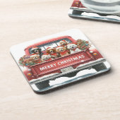 DOGS IN TRUCK Hard plastic coaster Bier Onderzetter (Linkerzijde)