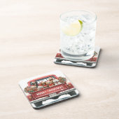 DOGS IN TRUCK Hard plastic coaster Bier Onderzetter (Rechterzijde)