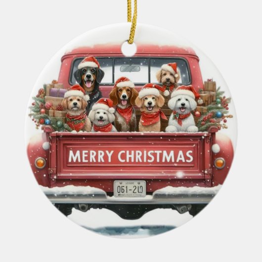 DOGS IN TRUCK Ornament (Voorkant)