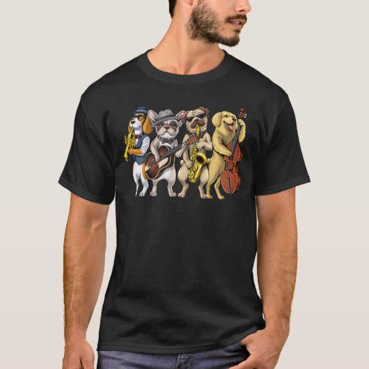 Dogs Jazz Musicians T-shirt (Voorkant)