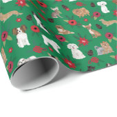 Dogs Kerstmis Poinsettia Gift wrap Cadeaupapier (Rol Hoek)