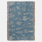 Dogs Lady Toile de Jouy Dark Turquoise Deken (Voorkant Verticaal)