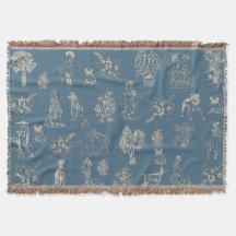 Dogs Lady Toile de Jouy Dark Turquoise