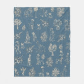Dogs Lady Toile de Jouy Dark Turquoise Fleece Deken (Voorkant)