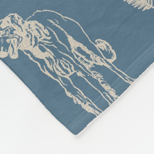 Dogs Lady Toile de Jouy Dark Turquoise Fleece Deken (Hoek)