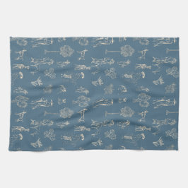 Dogs Lady Toile de Jouy Dark Turquoise Theedoek