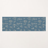 Dogs Lady Toile de Jouy Dark Turquoise Yogamat (Voorkant (horizontaal))