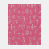 Dogs Lady Toile de Jouy Donker Roze Kleur Fleece Deken (Voorkant)