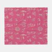 Dogs Lady Toile de Jouy Donker Roze Kleur Fleece Deken (Voorkant (Horizontaal))