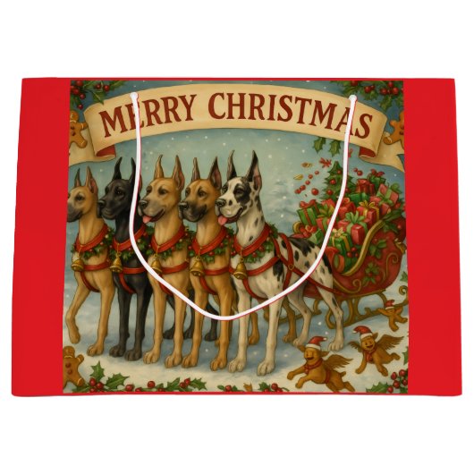 Dogs Lead The Way of Santa's Sleigh. Groot Cadeauzakje (Voorkant)