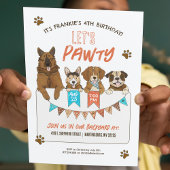 Dogs Let's Pawty Birthday Party Invitation Kaart