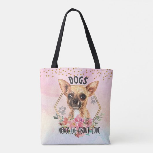 Dogs liegt nooit over Love Chihuahua Canvas tas (Achterkant)