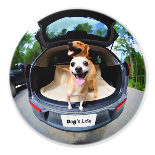 Dog's Life Fish-eye Lens Cute Funny Keramische Knop (Voorkant)