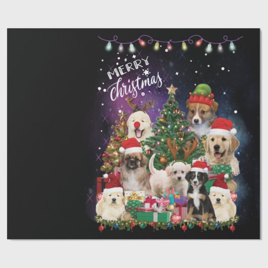 Dogs Merry Kerstlight Cadeaupapier (Vlak)