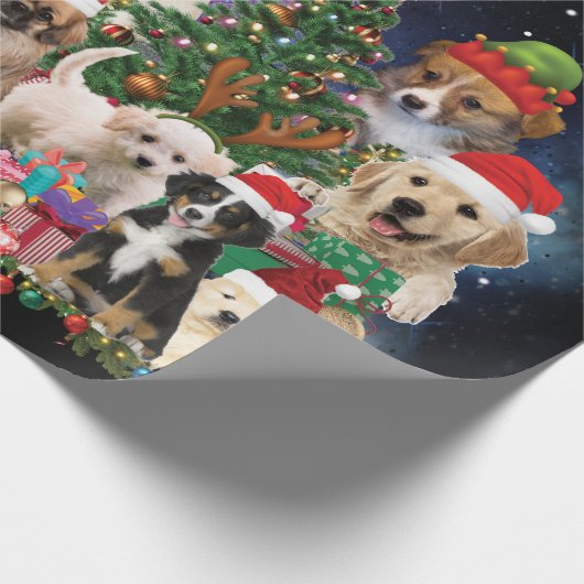 Dogs Merry Kerstlight Cadeaupapier (Hoek)