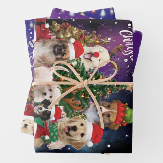 Dogs Merry Kerstlight Inpakpapier Vel (In situ)