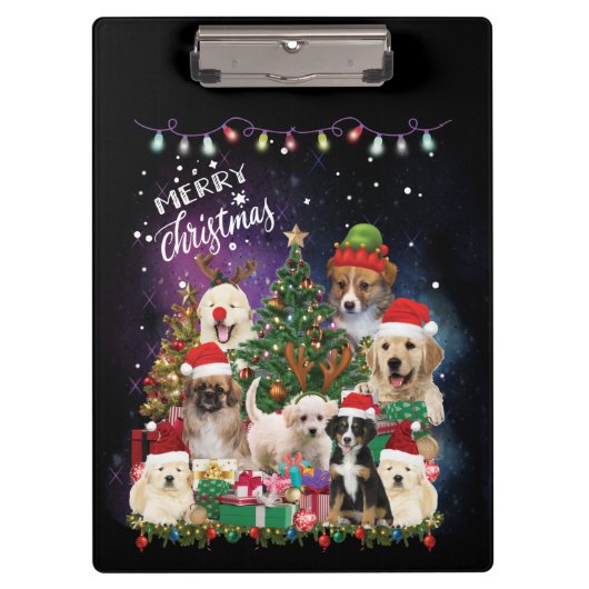 Dogs Merry Kerstlight-klembord Klembord (Voorkant)
