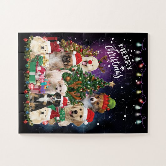 Dogs Merry Kerstlight Legpuzzel (Horizontaal)