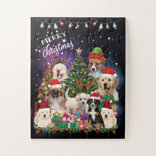 Dogs Merry Kerstlight Legpuzzel (Verticaal)
