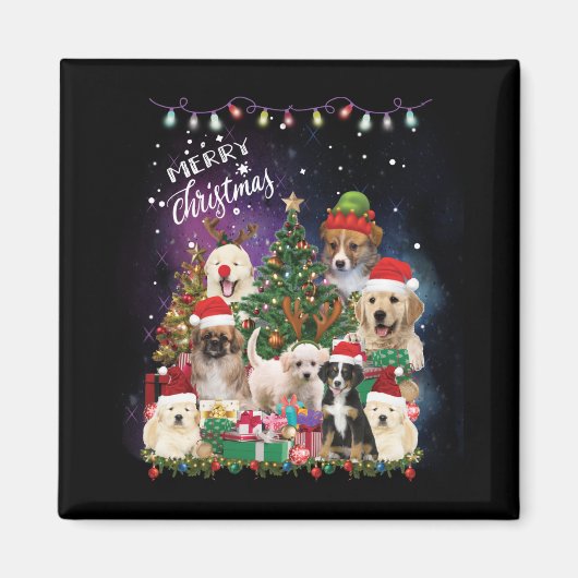 Dogs Merry Kerstlight Magneet (Voorkant)