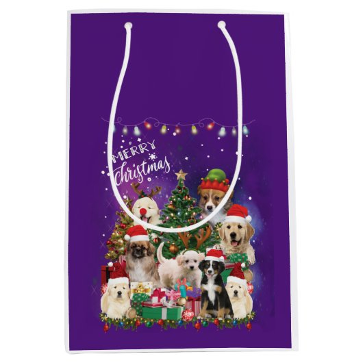 Dogs Merry Kerstlight Medium Cadeauzakje (Voorkant)