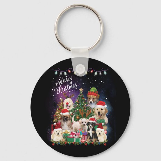 Dogs Merry Kerstlight Sleutelhanger (Voorkant)