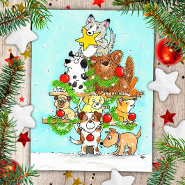 Dogs Merry Kerstmis briefkaart van Nicole Janes