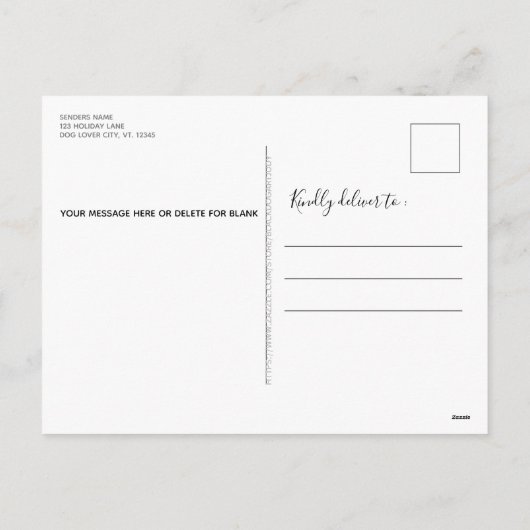 Dogs met de kerstboom van Merry Woofmas-Hondenlief Feestdagenkaart (Achterkant)