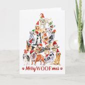 Dogs met de kerstboom van Merry Woofmas-Hondenlief Kaart (Voorkant)